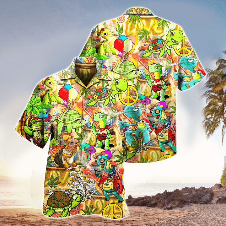 Hippie Turtles Hawaiian Shirt Cornbee