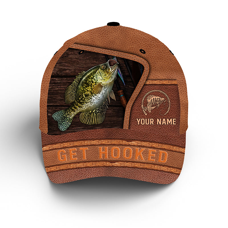 Crappie fishing hats for men, women custom name get hooked fishing hat, gift for fisherman Cornbee