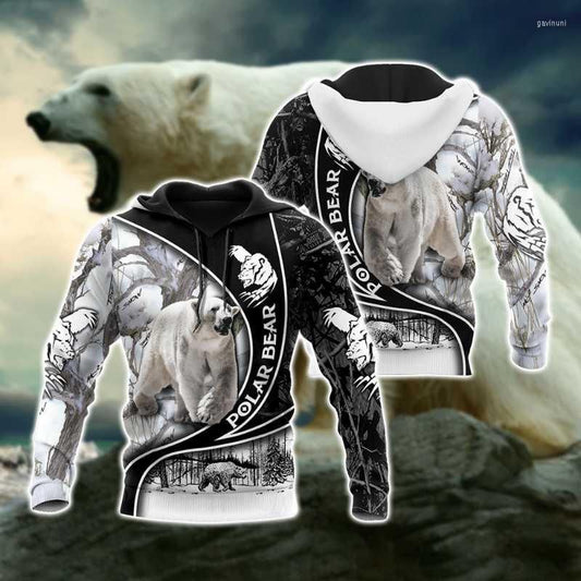 Cornbee Men's Hoodies Polar Bear Hunting 3D All Over Printed Mens Autumn Shirt