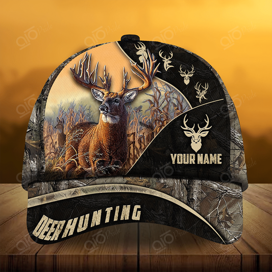 Cornbee The Majestic Of Deer Hunting Personalized Hats 3D Multicolored