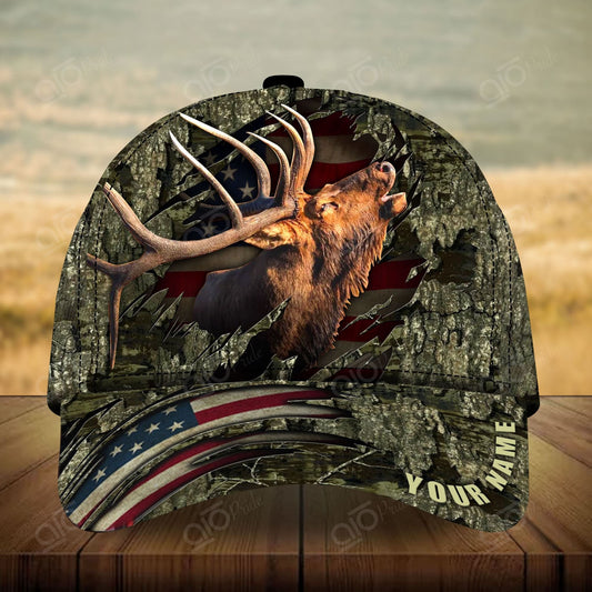 Cornbee Premium Elk Hunting Personalized Hats 3D Multicolored