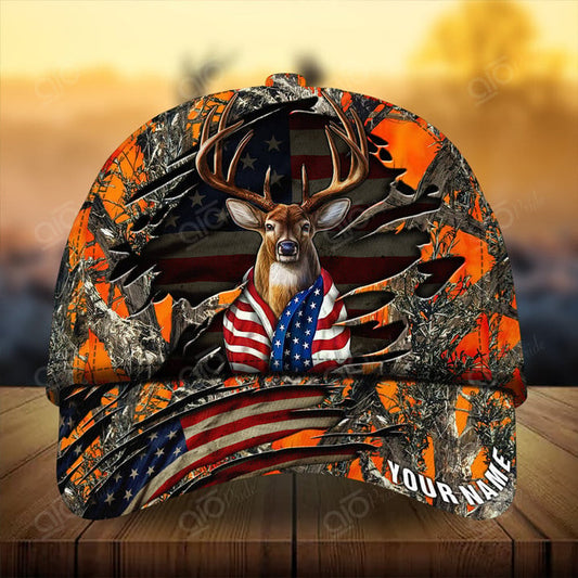 Cornbee The Unique Premium Flag Deer Hunting Personalized Hats 3D Multicolored