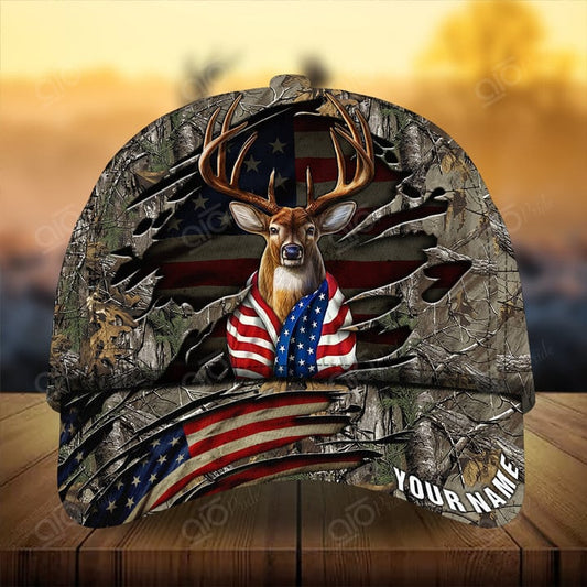 Cornbee The Unique Premium Flag Deer Hunting Personalized Hats 3D Multicolored