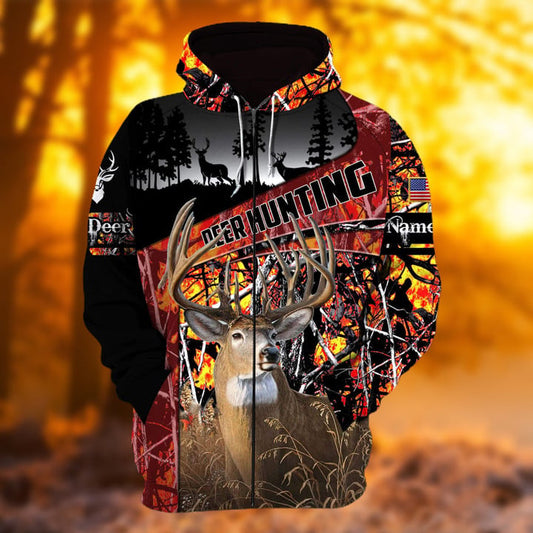 Cornbee Personalized Name The Uniqe Deer Hunting Hoodie & Zip Hoodie 3D Multicolor