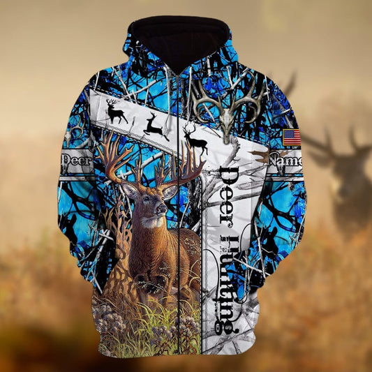Cornbee Personalized Name Deer Hunting  3D Hoodie & Zip Hoodie