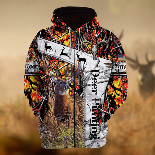 Cornbee Personalized Name Deer Hunting  3D Hoodie & Zip Hoodie