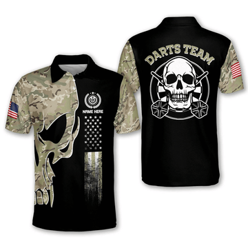 Cornbee Skull Camo Darts Personalized Name And Team Name 3D Shirt