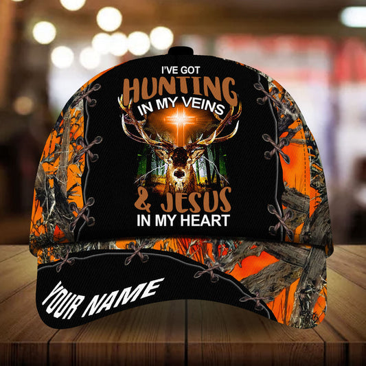 Cornbee I've Got Hunting In My Heart Jesus In my Veins 3D Multicolor Personalized Cap