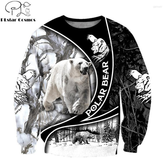 Cornbee Men's Hoodies Polar Bear Hunting 3D All Over Printed Mens Autumn Shirt