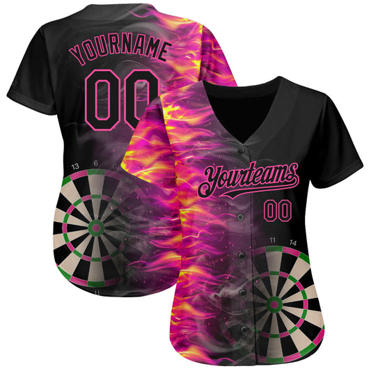 Cornbee Personalized Text And Number Dart Black Pink 3D Baseball Jersey Shirt