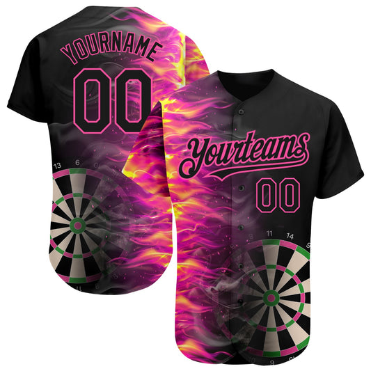 Cornbee Personalized Text And Number Dart Black Pink 3D Baseball Jersey Shirt