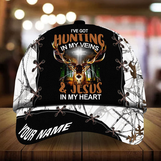 Cornbee I've Got Hunting In My Heart Jesus In my Veins 3D Multicolor Personalized Cap