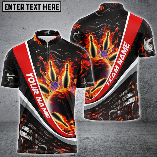 Cornbee Flaming Magma Bowling And Pins Multicolor Option Customized Name 3D Shirt