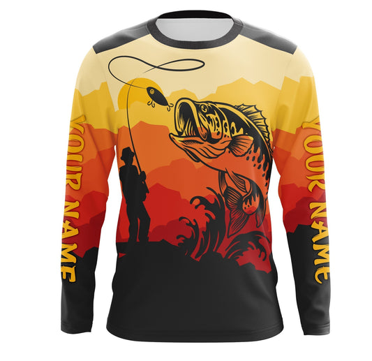 Cornbee Bass Fishing Sunset Background Customize Name 3D Shirts