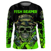 Cornbee Fish Reaper Skull Black And Neon Green Custom Fishing Shirts