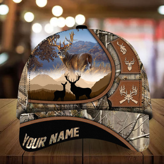 Cornbee Flag Deer Hunting Art Leather Pattern Personalized Hats 3D Multicolored