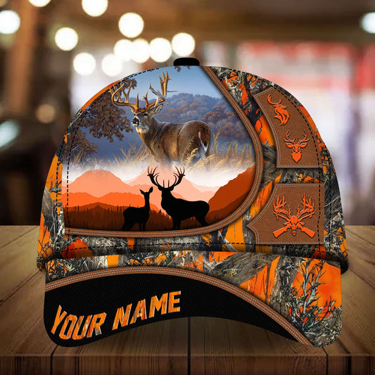 Cornbee Flag Deer Hunting Art Leather Pattern Personalized Hats 3D Multicolored