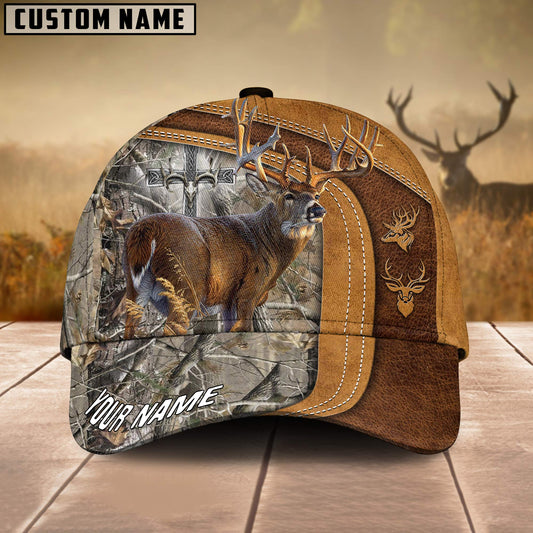 Cornbee  Cross America Hunting Deer Leather Pattern Personalized Hats 3D Multicolored