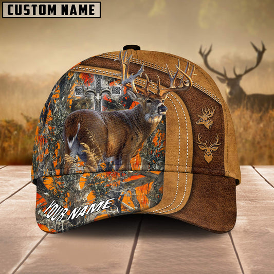 Cornbee  Cross America Hunting Deer Leather Pattern Personalized Hats 3D Multicolored