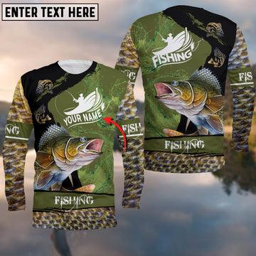 Cornbee Fishing Walleye Customize Name 3D Shirts