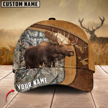 Cornbee Cross America Hunting Moose Leather Pattern Personalized Hats 3D Multicolored