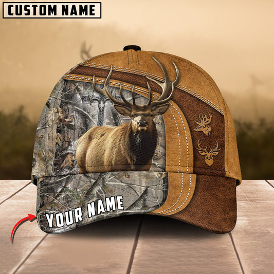 Cornbee Cross America Hunting Elk Leather Pattern Personalized Hats 3D Multicolored