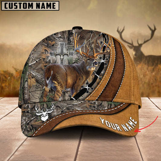 Cornbee Cross America Hunting Deer Leather Pattern 2 Personalized Hats 3D Multicolored