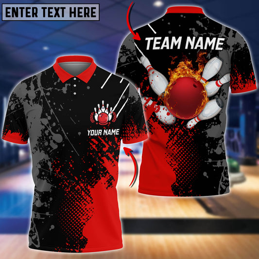 Cornbee Fire Paint Bowling And Pins Multicolor Option Customized Name 3D Shirt