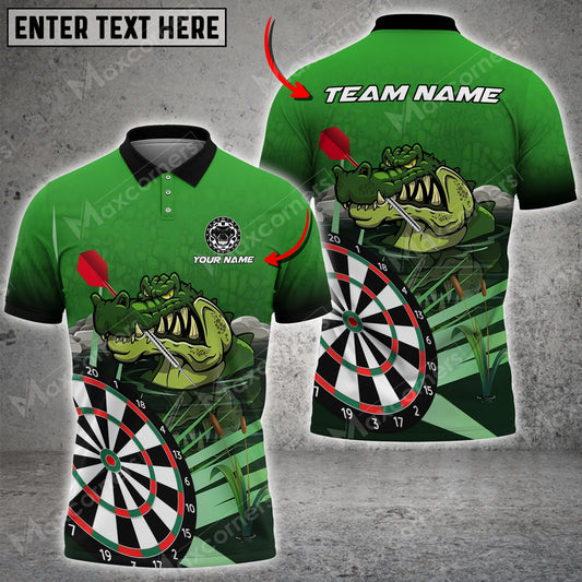 Cornbee Swamp Crocodile Darts Board Green Personalized Name, Team Name 3D Shirt