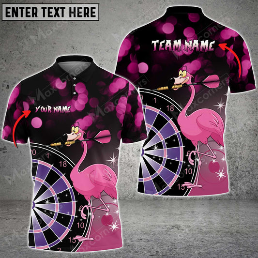 Cornbee Personalized Flamingos Darts Polo Shirt, Perfect Gift For Darts Lovers, Darts Players