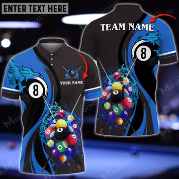 Cornbee Billiards Ball 8 Water Flow Personalized Name, Team Name Unisex Shirt