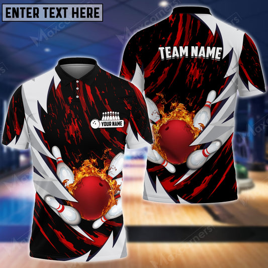 Cornbee Bowling And Pins Fire Thunderstorm Multicolor Option Customized Name 3D Shirt