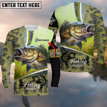 Cornbee Customize Name Fishing Bass Makes Me Happy 3D Shirts