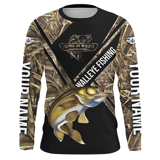 Cornbee Walleye Fishing Camo Customize Name All Over Print Shirts
