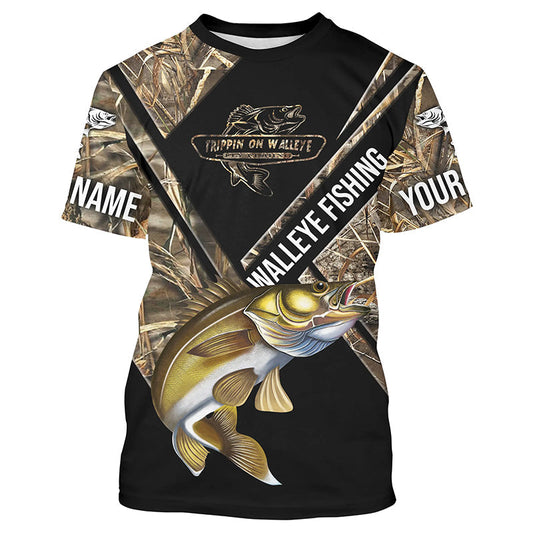 Cornbee Walleye Fishing Camo Customize Name All Over Print Shirts