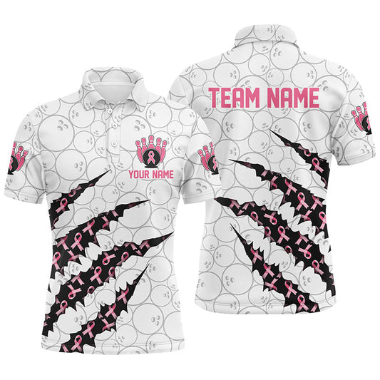 Cornbee Bowling Breast Cancer Awareness Personalized Name And Team Name Polo Shirt