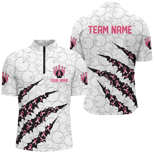 Cornbee Bowling Breast Cancer Awareness Personalized Name And Team Name Polo Shirt