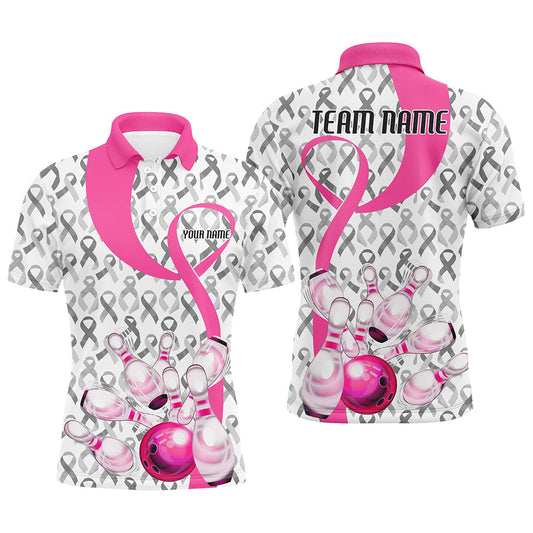 Cornbee Bowling Breast Cancer Awareness Pink Personalized Name And Team Name Polo Shirt