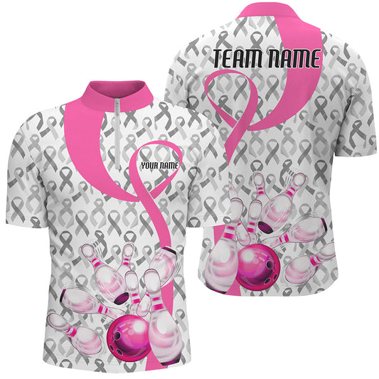 Cornbee Bowling Breast Cancer Awareness Pink Personalized Name And Team Name Polo Shirt