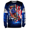 Cornbee Personalized Bass Fishing 3D American Flag Patriotic Shirts