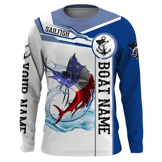 Cornbee Sailfish Fishing American Flag Custom Name And Boat Name