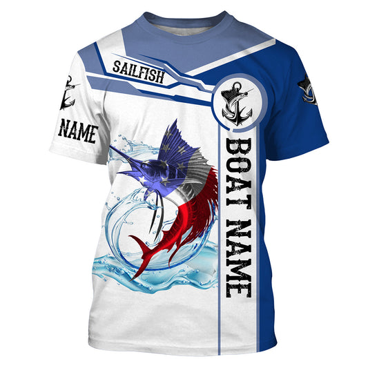 Cornbee Sailfish Fishing American Flag Custom Name And Boat Name