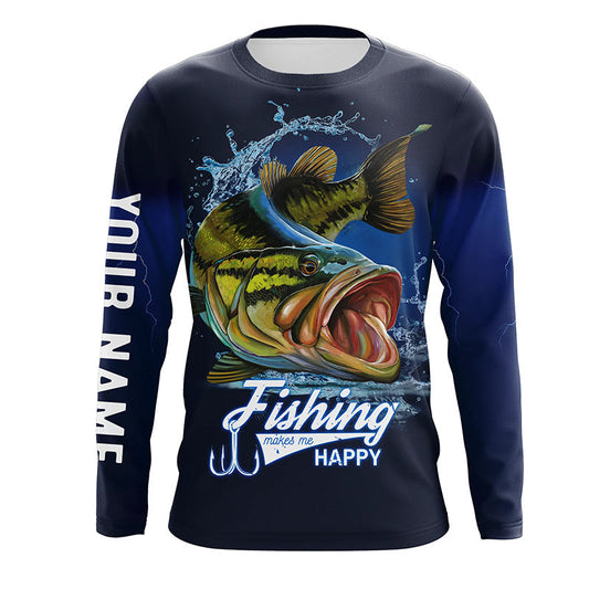 Cornbee Fishing Makes Me Happy Bass Fishing 3D All Over Printed Customized Name