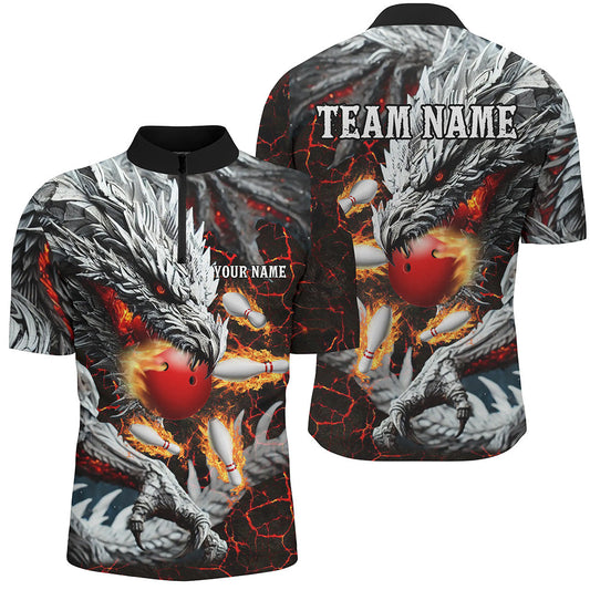 Cornbee Bowling Red Magma Dragon Personalized Name And Team Name Polo Shirt