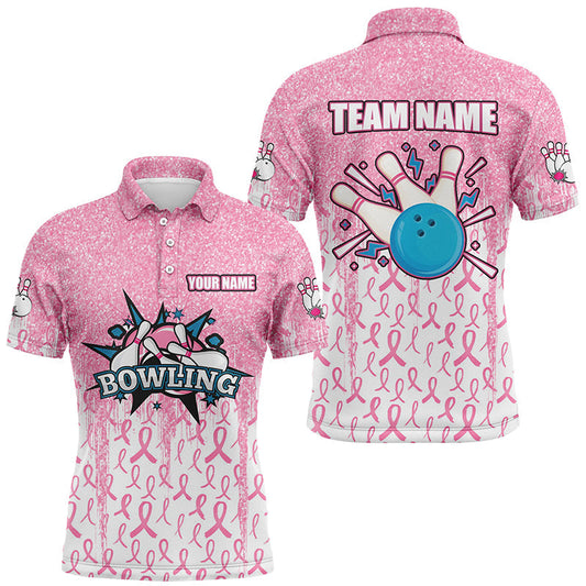 Cornbee Bowling Breast Cancer Awareness Personalized Name And Team Name Polo Shirt