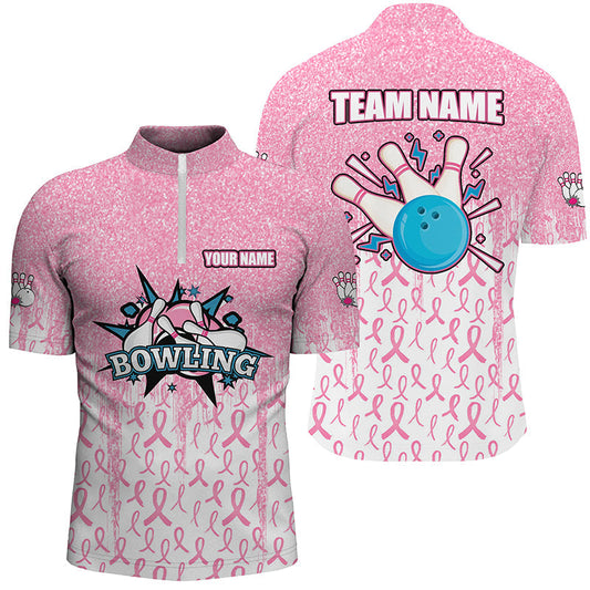 Cornbee Bowling Breast Cancer Awareness Personalized Name And Team Name Polo Shirt