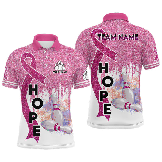 Cornbee Bowling Breast Cancer Awareness Hope Personalized Name And Team Name Polo Shirt