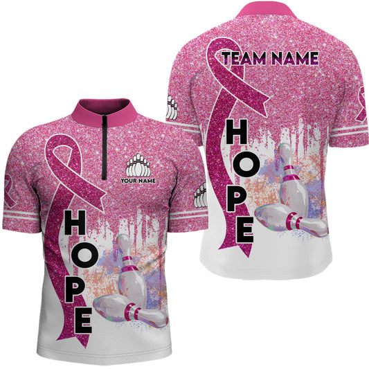 Cornbee Bowling Breast Cancer Awareness Hope Personalized Name And Team Name Polo Shirt