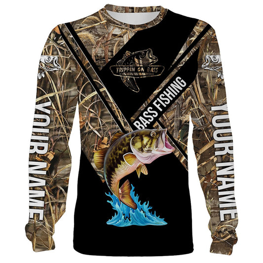 Cornbee Customize Name Largemouth Bass Fishing Camo Shirts