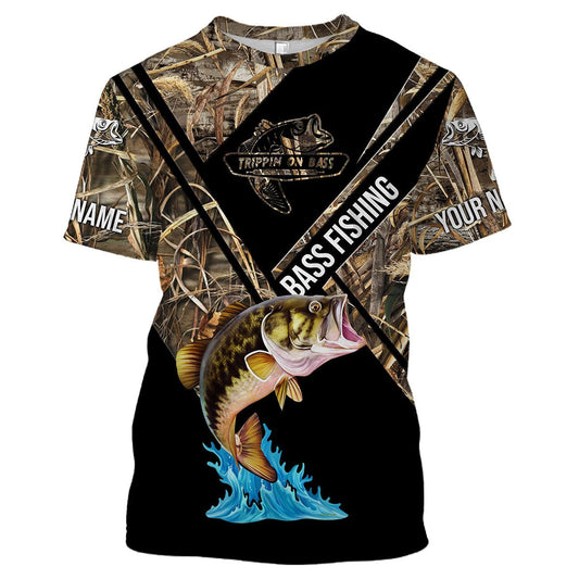 Cornbee Customize Name Largemouth Bass Fishing Camo Shirts